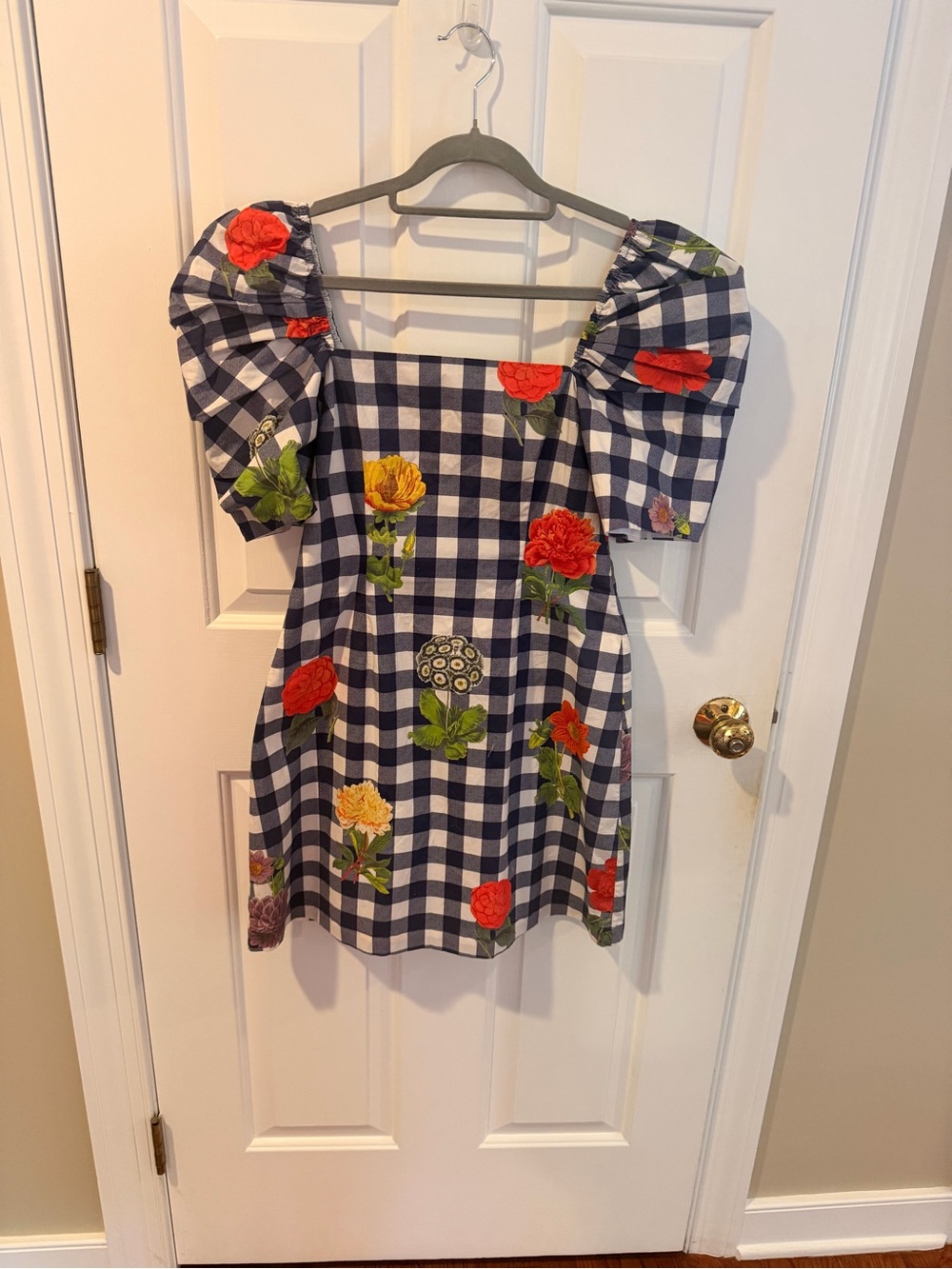 Cara Cara Kelly Dress - NWT - Navy Gingham with Hydrangeas
